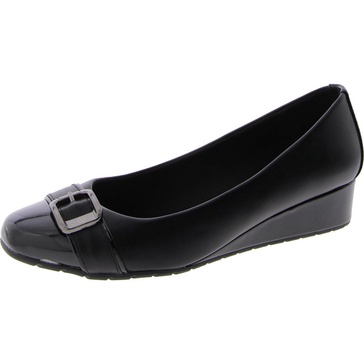 morgan womens faux leather round toe wedge heels