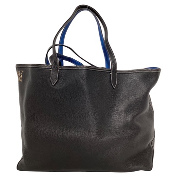 duo large reversible textured tote in black leather