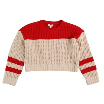combo stripe sweater in poinsettia