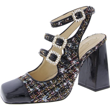 lymen womens tweed embellished block heels