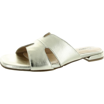 womens solid leather slide sandals