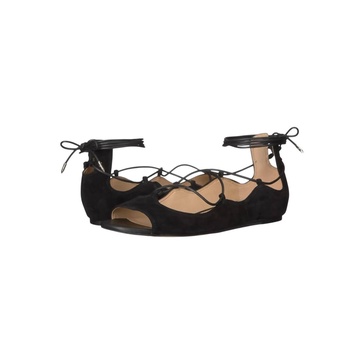 women's barbara lace up suede flats sandals in black suede