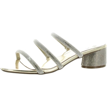 melli womens faux leather rhinestone slide sandals