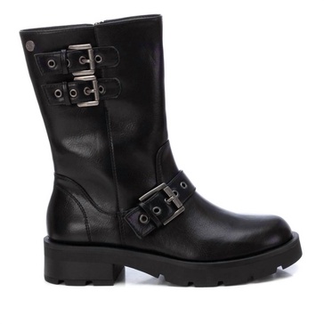 women's biker booties in black