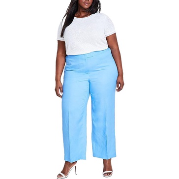 plus womens textured high rise wide leg pants