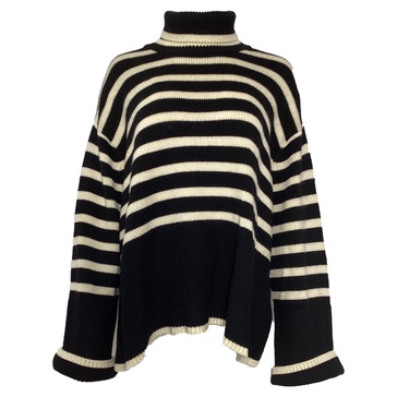signature stripe turtleneck sweater in black wool