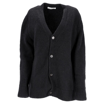 v-neck buttoned cardigan in black wool