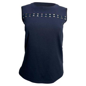 stretch jersey top in navy blue cotton
