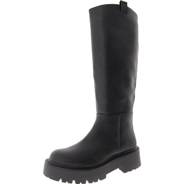 crowww womens faux leather tall knee-high boots