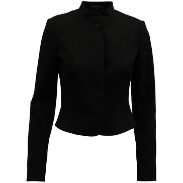 mandarin-collar flared hem blazer in black wool