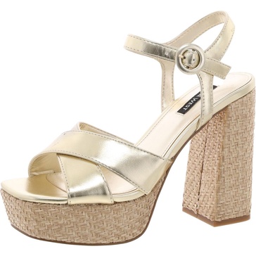 womens buckle manmade platform heels