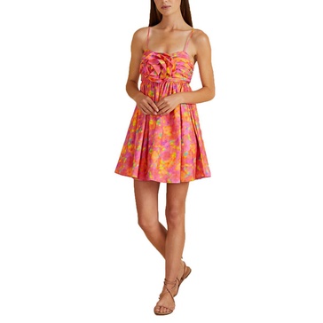 womens rosette cotton mini dress