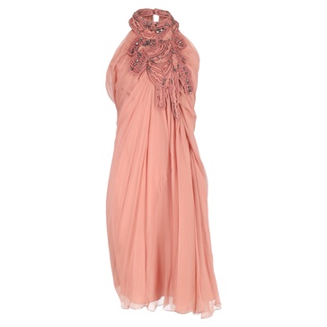 aberta ferretti embellished mini dress in pink silk