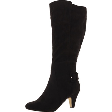 womens buckle round toe knee-high boots