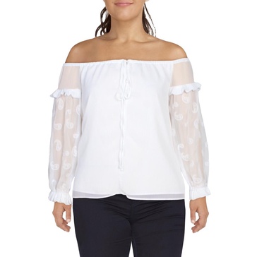 womens embroidered off the shoulder peasant top