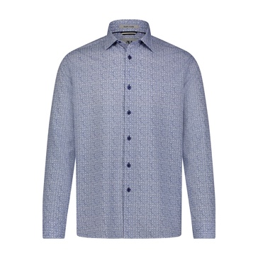navy grey check hidden button down long sleeve shirt
