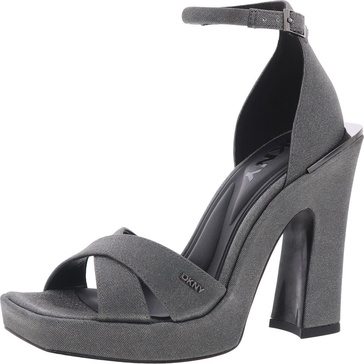 linda womens criss-cross shimmer block heel