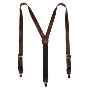 men's coated leather clip-end 1 inch suspenders