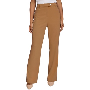 womens pocket polyester straight leg pants