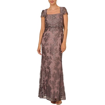 Adrianna Papell Women's Metallic Embroidered Gown