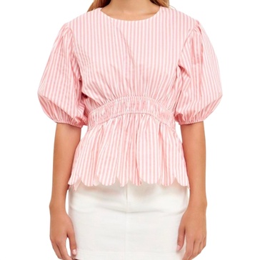 striped woven blouse in pink