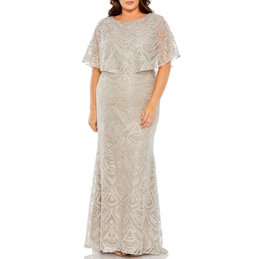 plus womens embellished polyester evening dress