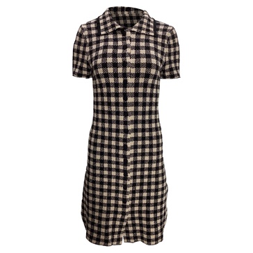 dody buttoned gingham mini dress in multicolor lyocell