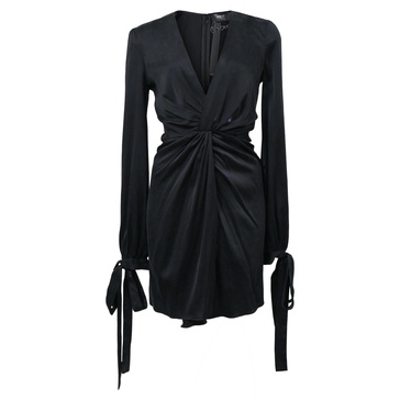 v-neck mini dress in black silk