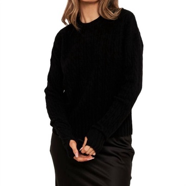 cathy cable crew tee in black