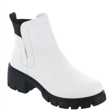 women's dana bootie with chunky heel in white
