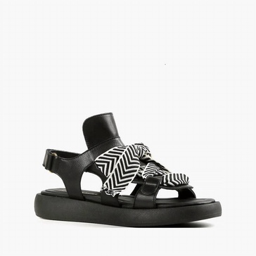 women gomma lace sandal in vitello nero