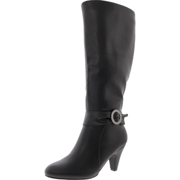 womens wide calf faux leather knee-high boots