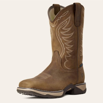 women's anthem waterproof western boots - medium in distressed brown