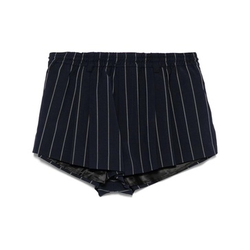 Navy Blue Striped Elastic Waist Pants