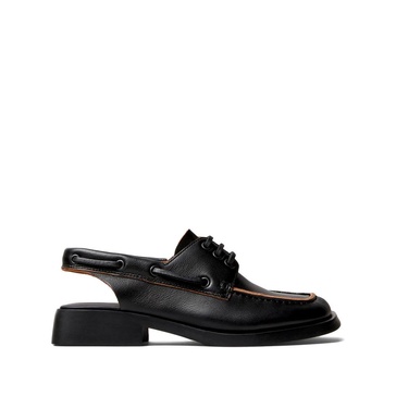 Black Slingback Lace-Up Block Heel Shoes
