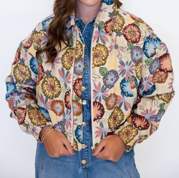 blooming bomber jacket in multi-colored