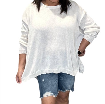 relaxed fit drop shoulder summer sweater in white