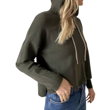smiley good mood hoodie in olive/latte