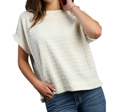 jacquard back buttons top in white