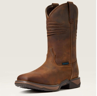 women's anthem patriot waterproof western boots - medium/wide in distressed brown