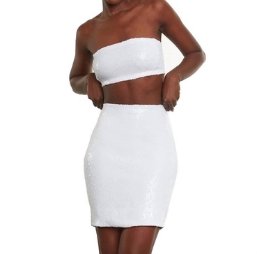 sequin mini skirt in white