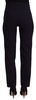 AGLINI Black High Waist Polyester  Straight Pants