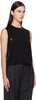 Black Nylon Twill Mix Cotton Jersey Tank Top