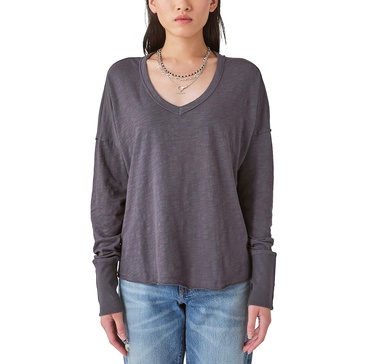Lucky Brand Women's Long Sleeve V-Neck Top