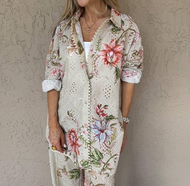 nava oversized long sleeve shirt in beige