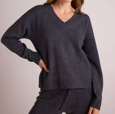 v-neck sweater in charcoal