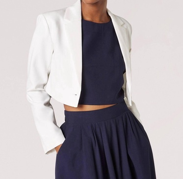 cropped blazer in white