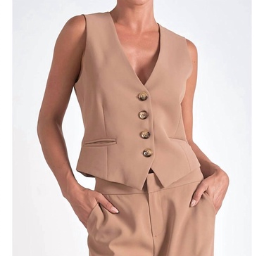 tailored vest in tan