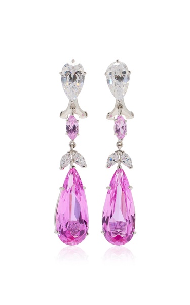Calla Lily 18K White Gold, Rhodium Vermeil Sapphire, Diamond Earrings