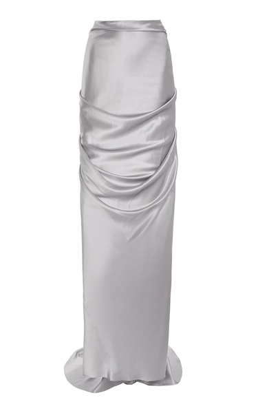 Draped Silk Maxi Skirt